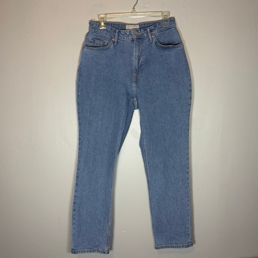 Everlane Curvy Cheeky Jean High Rise Straight Leg Medium Blue‎ Organic Cotton 28